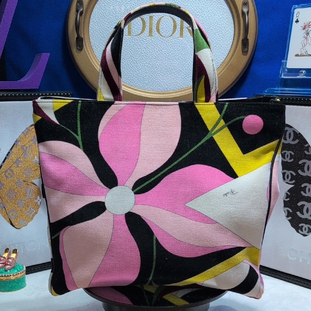 Emilio Pucchi 1990-2000 Structured Handbag Made Of Velvet! & Leather 🔥🔥